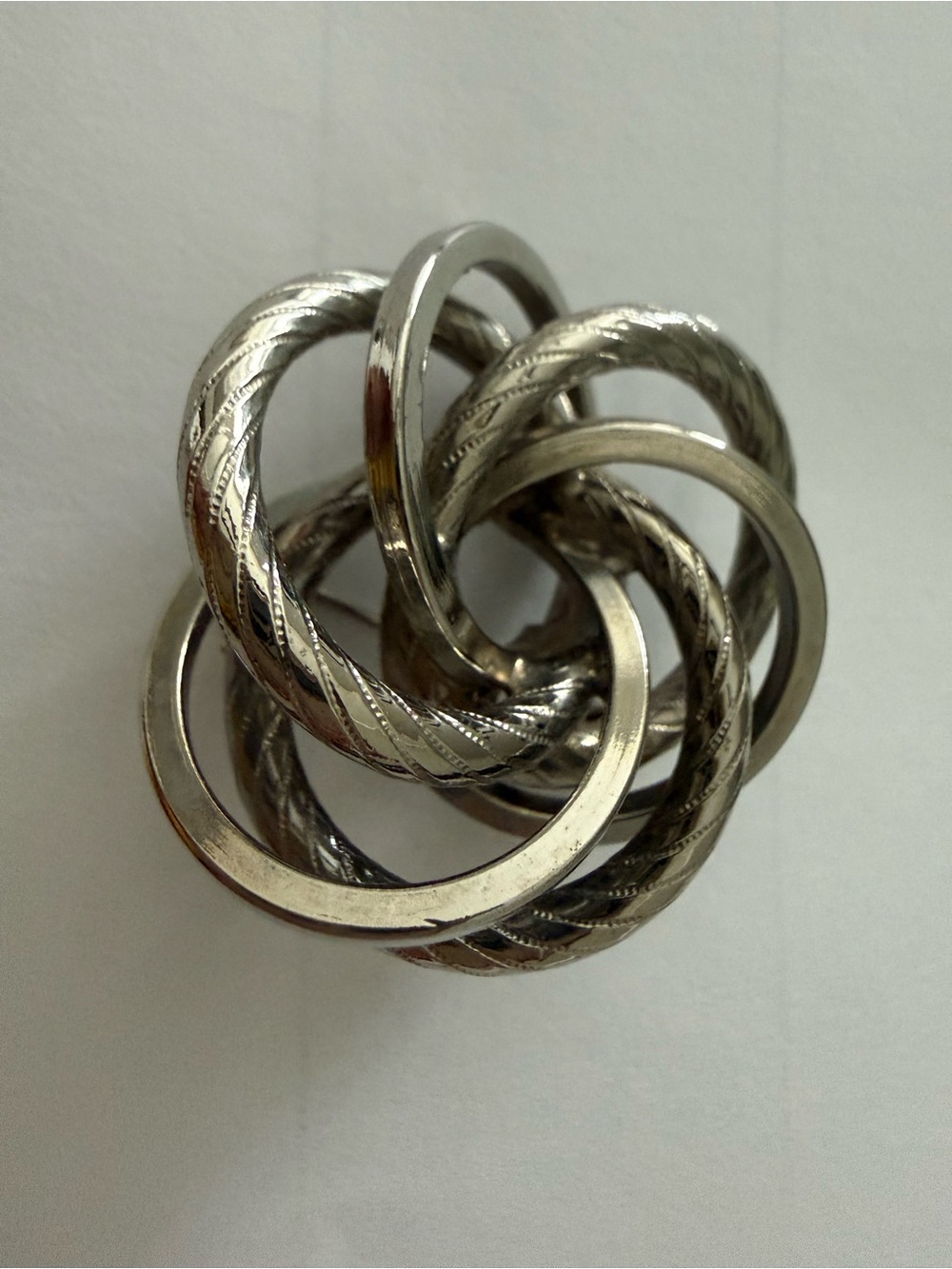 Vintage Silvertone Interlinked Statement Brooch